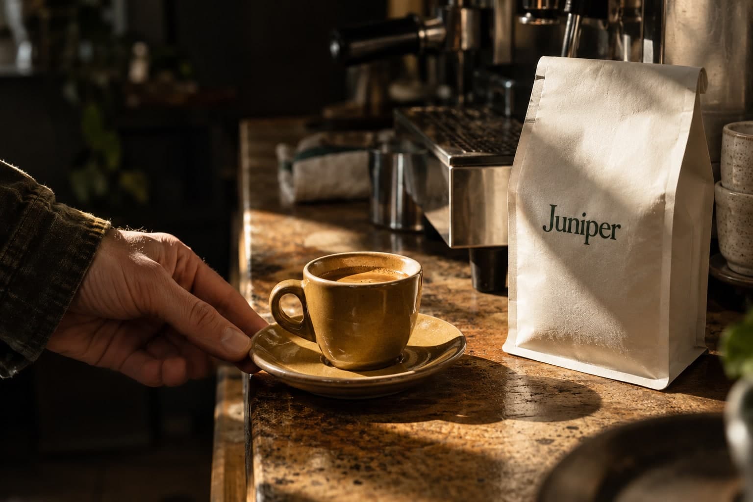 Fresh coffee and roasted beans