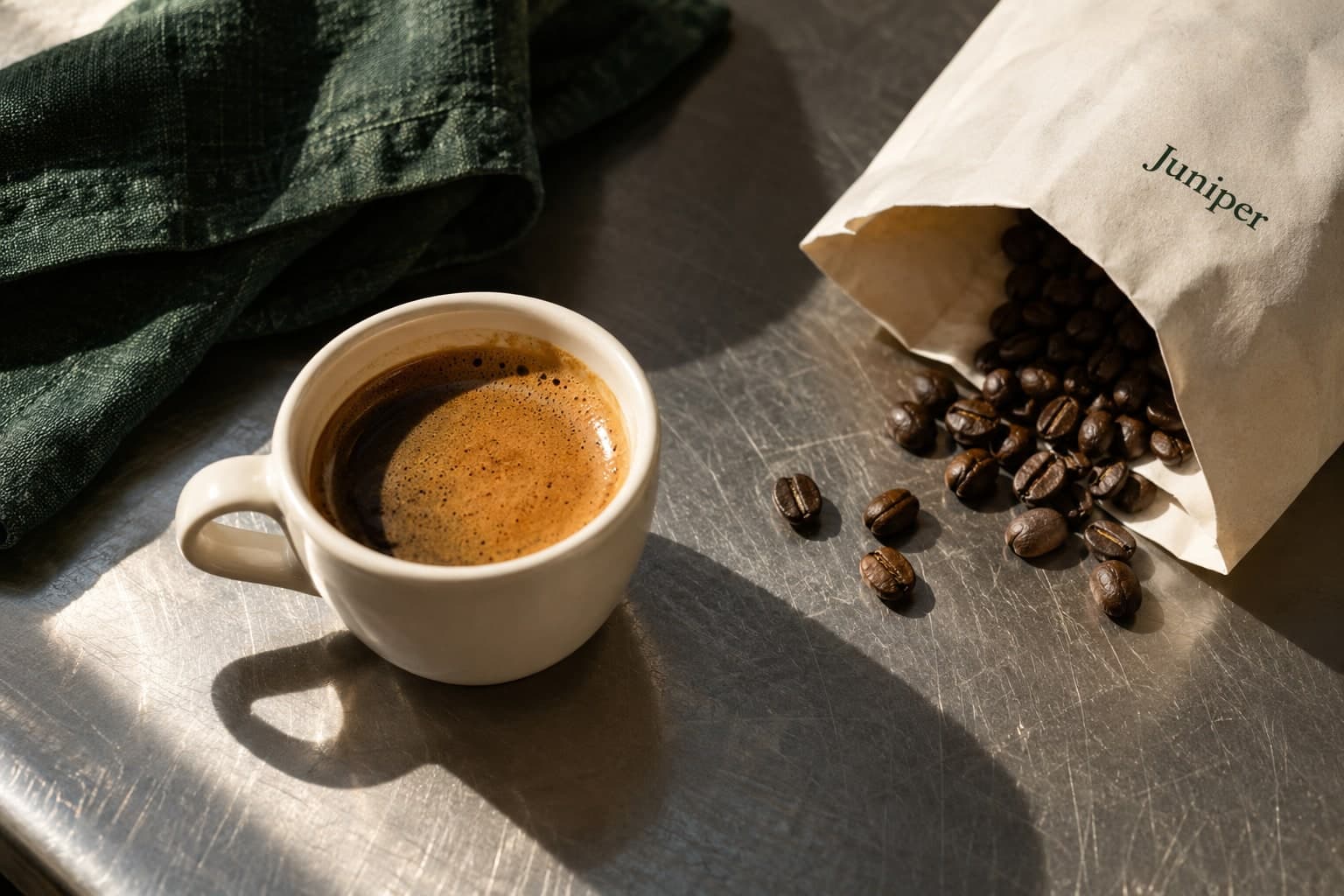 Coffee being prepared in the café